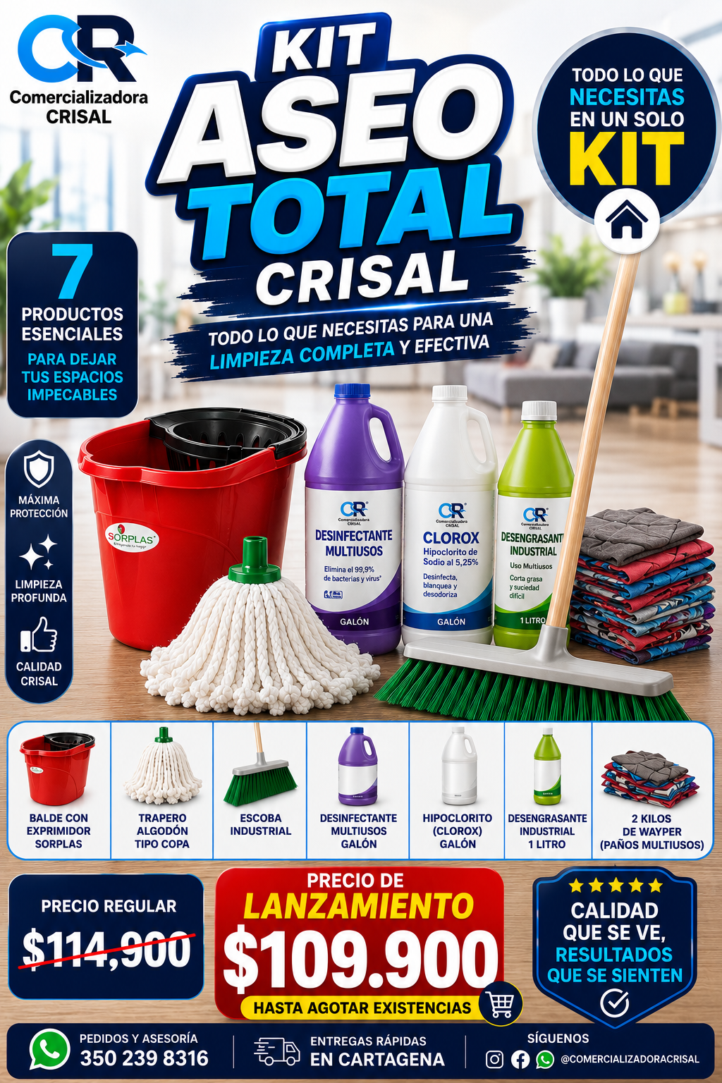 Kit Aseo Total Crisal — 7 productos $109.900